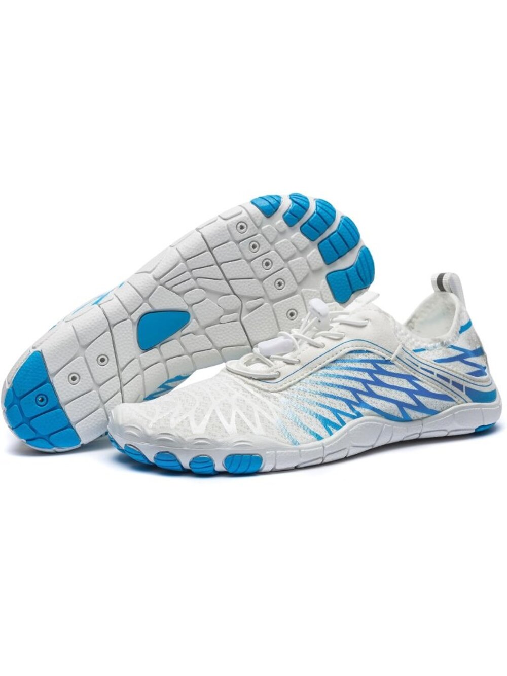 Women White Blue Mesh Barefoot Breathable Non-Slip Athletic Footwear Water Shoes